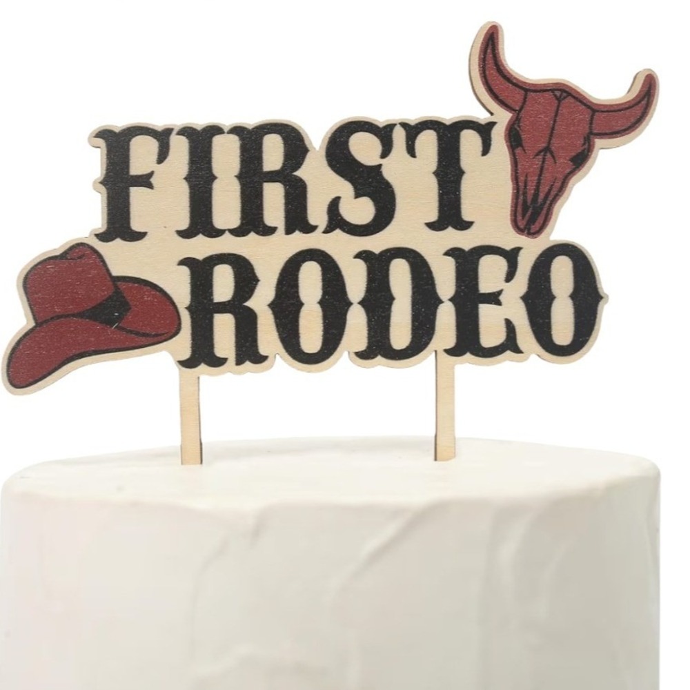 Cake Topper Tan Wood One Size Cowboy Western Aesthetic 1st Birthday Rodeo horse